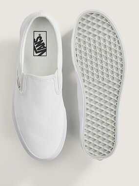 Vans Classic Slip-On Canvas Sneakers - White Size 11 Women's